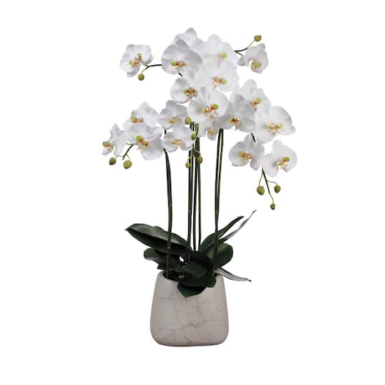 35&#x22; Orchid Plant in Faux Marble Pot